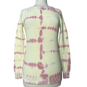 INC Tie Dye Pullover Cotton Top Pale Mauve & White Mini Rib Comfy Sz S  NEW